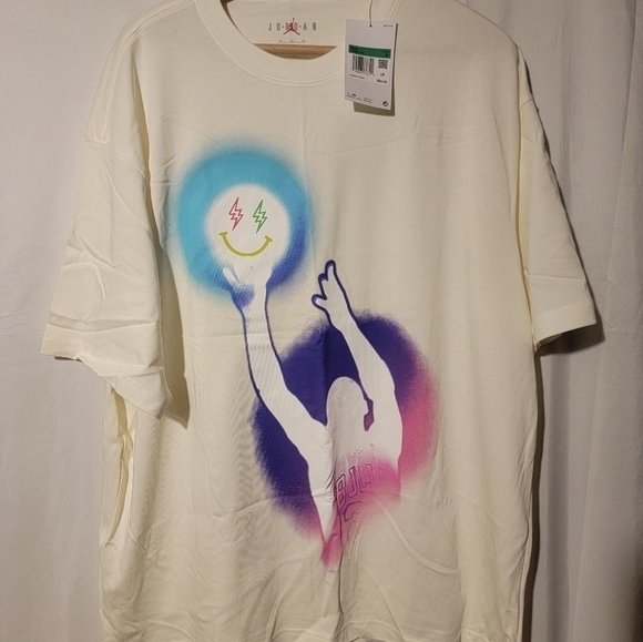 Air Jordan x J Balvin Short Sleeve T-Shirt Mens Size XL Sail Purple DR2962-133 - Picture 1 of 8